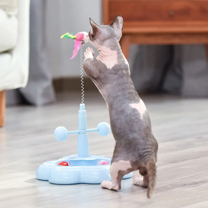 

Pet Cat 360 Rotation Ball Game Toy Grinding Claws Cat Turntable From Hi Mouse Feather Toys Funny Cat Stick Interaction Supplies