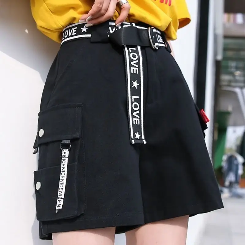 

Hip Hop Shorts Women BF Large Pocket Cargo Harajuku Loose Shorts Women Korean Ulzzang Trendy Street Summer Shorts