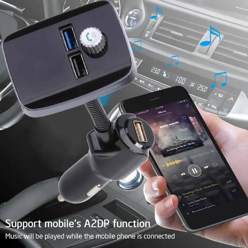 

M3PLUS Bluetooth Handsfree FM Transmitter USB Car Kit for MP3 TF Radio Adapter Automatically Switch to Hands-free Mode