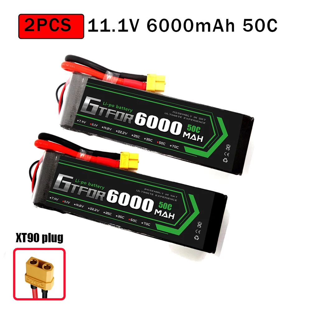 2PCS6000SOFTXT90 GTFDR 2 шт. RC батарея Lipo 7,4 V 11,1 V 2S 3S 6000MAH 6500MAH 6200MAH 7000mah 50C 60C 80C 100C 120C для RC Stampede автомобильный Дрон - Цвет: 2PCS6000SOFTXT90