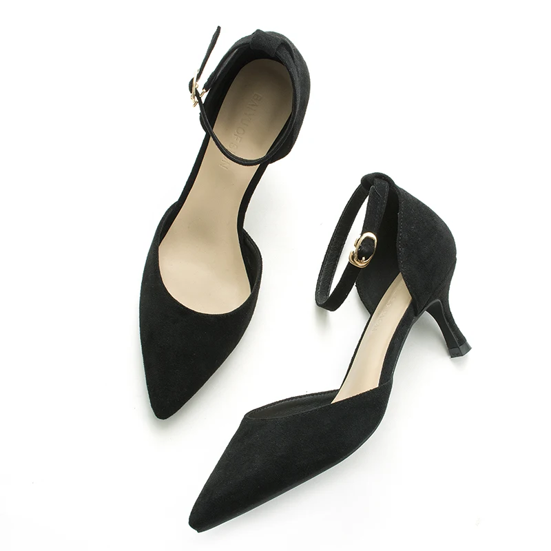 2020 женские туфли на высоком тонком каблуке с острым носком модные черные