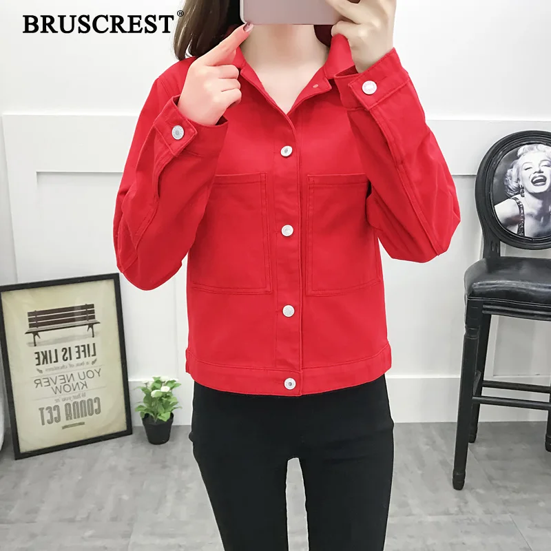 Женская короткая джинсовая куртка в Корейском стиле Повседневная приталенная