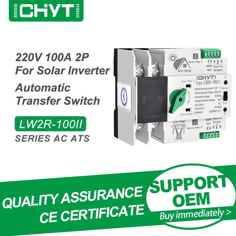 Бесплатная доставка CHYT LW2R-100 2P AC 220 В A бесперебойный двойной автоматический