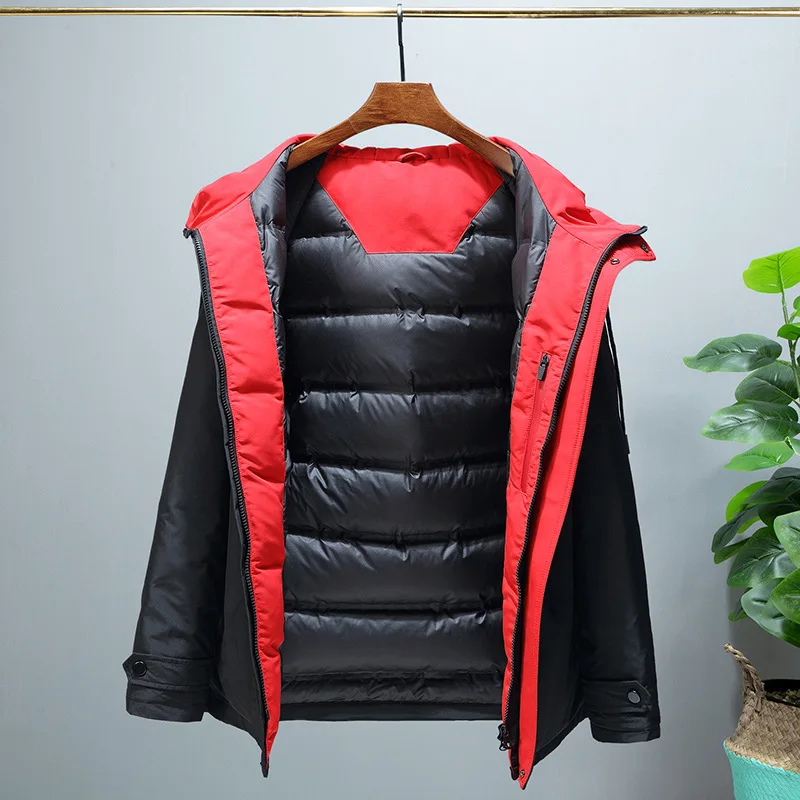 Down Jacket Men Korean Hooded Winter Coat White Goose Puffer Warm Doudoune Homme 2161 YY1300 | Мужская одежда