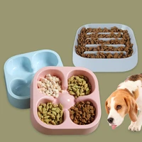 anti choking cat dog bowl pet slow bowl feeder plate plastic eating food dish travel outdoor slow feeder dish puppy suppliers