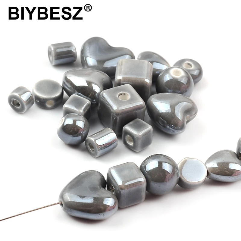 

Fashion Grey Ceramic Beads, Used in Jewelry Making Necklace Bracelets, Ceramic Spacer Beads Of Different Shapes And Sizes