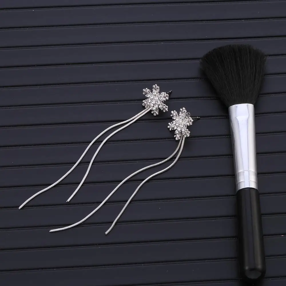 Женские серьги с длинной кисточкой подвеска в виде снежинки свадебные ювелирные