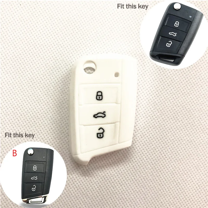 B White Силиконовый чехол для ключей для Volkswagen Skoda Octavia Yeti Roomster Fabia Rapid Superb KODIAQ/Seat Leon Toledo Altea Ibiza - Название цвета: B White