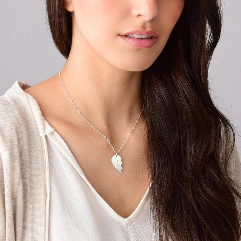 Ожерелье с двойным сердцем и именем женское колье гравировкой букв ручной работы