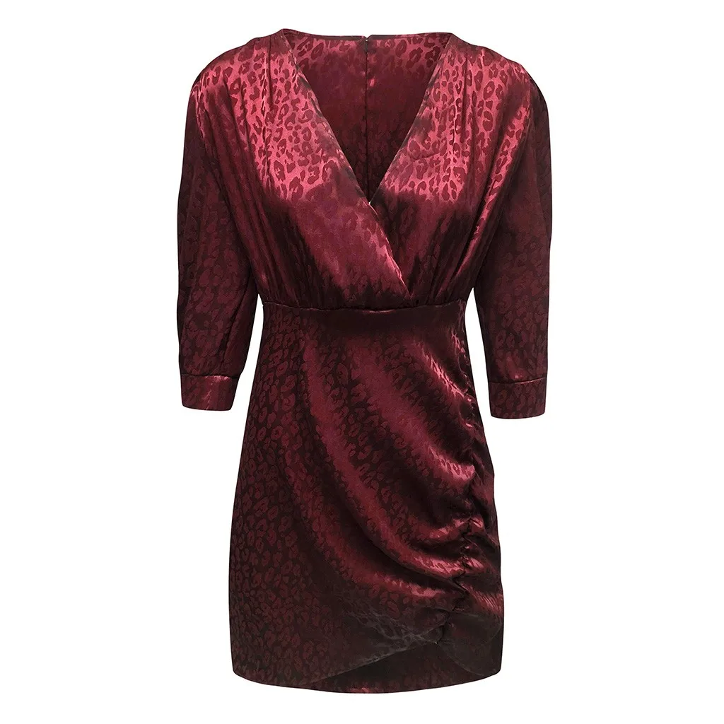 Женское мини-платье с леопардовым принтом JAYCOSIN плиссированное Короткое