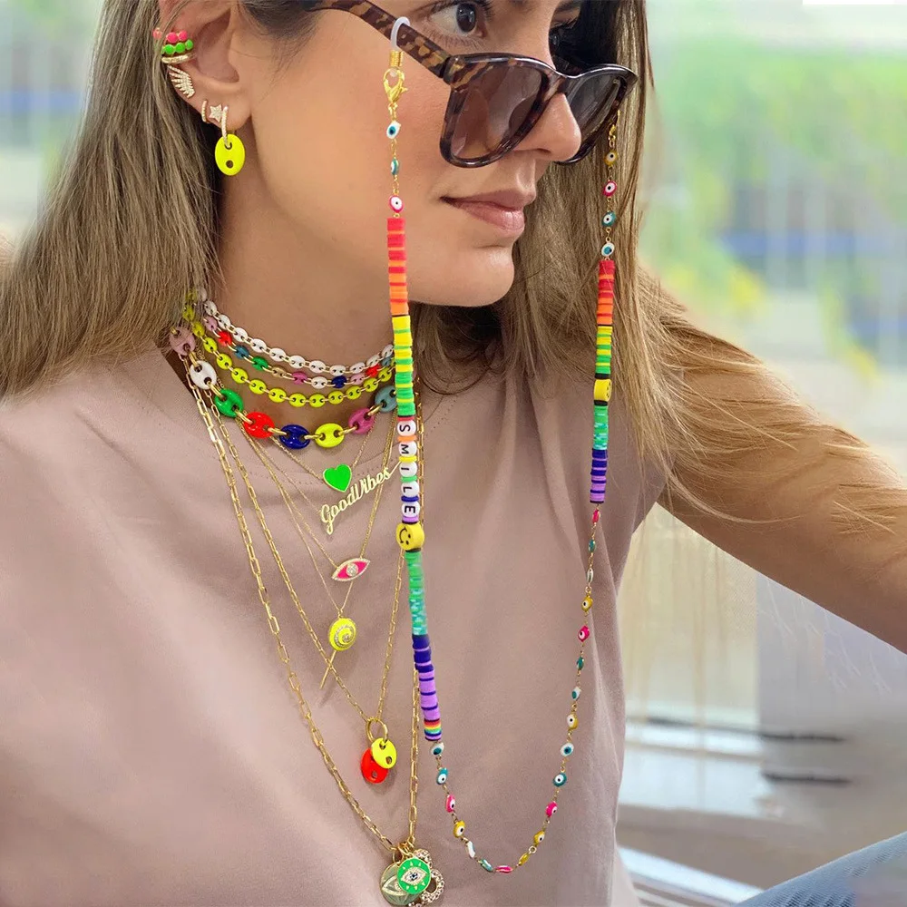 Женское Ожерелье-цепочка для очков AOMU модное нескользящее ожерелье из мягкой