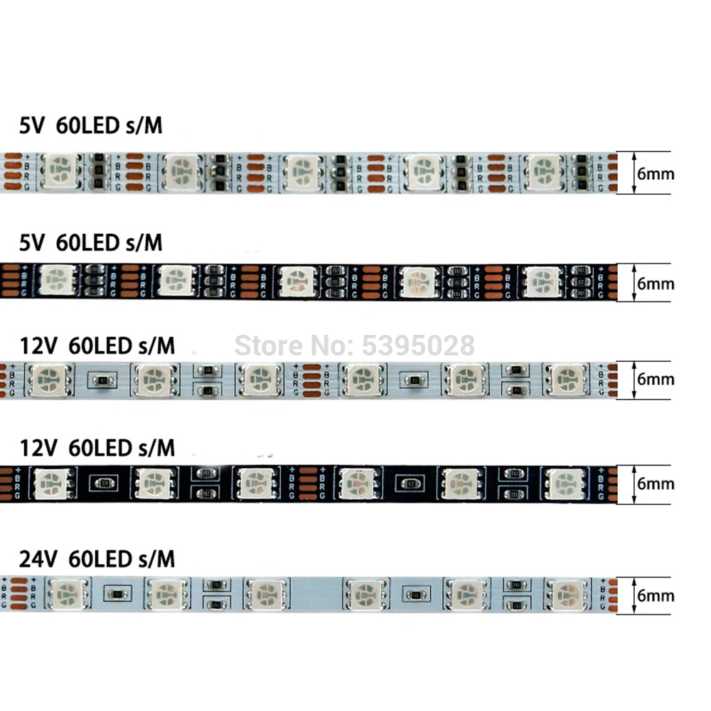 Светодиодная лента SMD5050 RGB 6 мм широкая печатная плата двойная панель водостойкая
