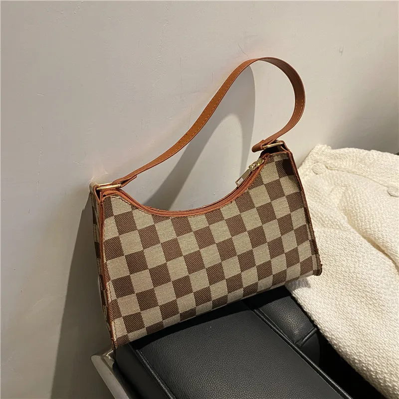 

Vintage Popular Checkered Design Women Underarm Bags Ladies Purse Handbag with Houndstooth Pattern Female Casual Shoulder Bag