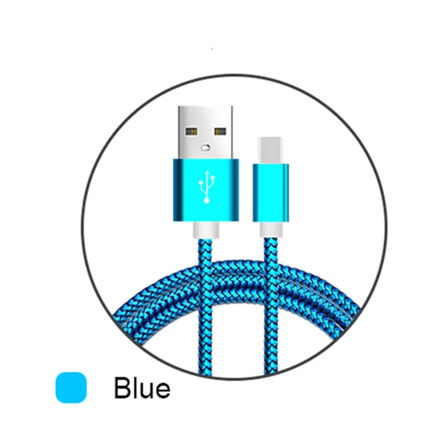 Blue Usb type-C кабель для быстрой зарядки мобильного телефона Android для huawei P20 Lite Pro Синхронизация данных зарядный нейлоновый шнур для samsung Galaxy S9 S8 - Цвет: Blue