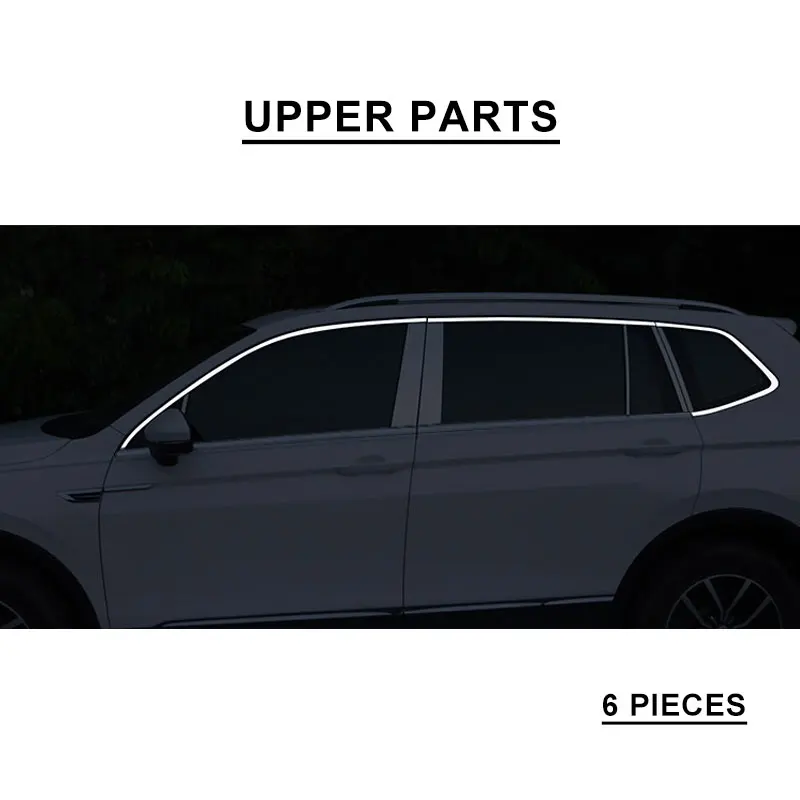 Для Volkswagen Tiguan L наружные части, отделочные полоски для боковых окон, аксессуары из нержавеющей стали для tiguan L YCSUNZ - Цвет: upper parts--6PCS