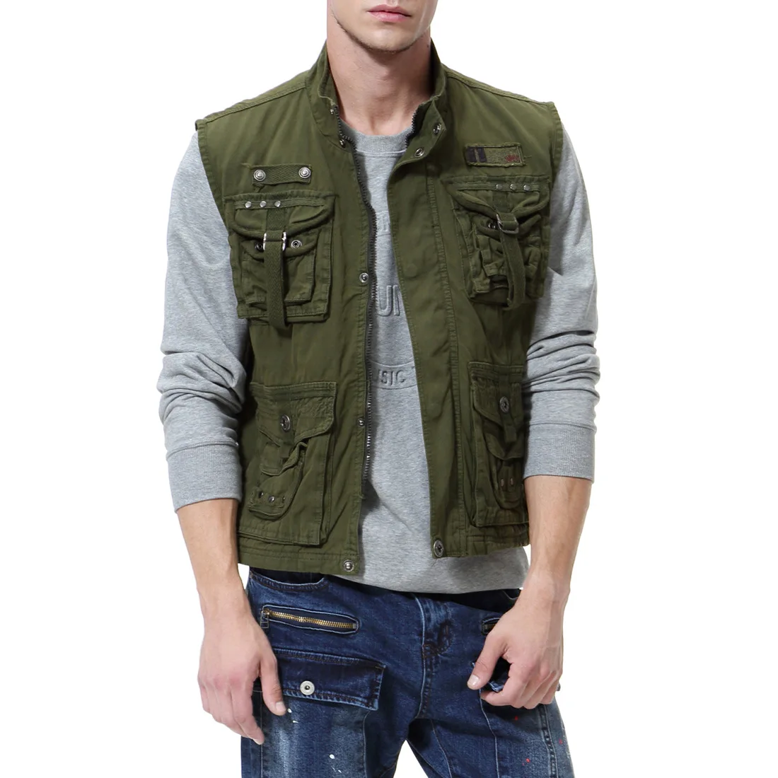 

Men's Vest Vest Outdoor Hiking Vest Multi-pocket Cotton Vest Vest Men's Jacket Vest