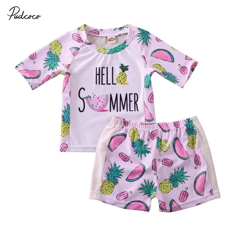Летний купальный костюм для маленьких девочек с принтом фруктов комплект из 2
