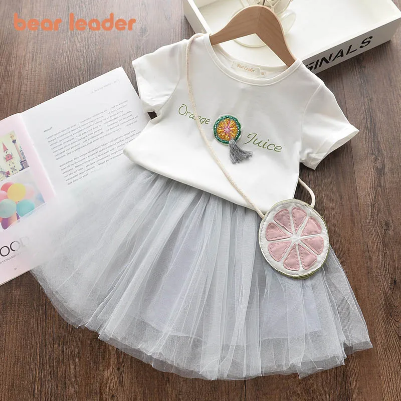 Платье для девочек Bear Leader летнее с длинным рукавом бантом и принтом в горошек |