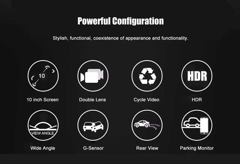 Tefanball 4G ADAS Car DVR Android Rear View Camera HD 10 inches Full IPS Touch Screen Dash Cam GPS Navi Dual Lens Video Recorder