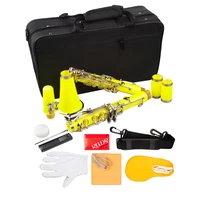 yellow abs clarinet bb cupronickel plated nickel 17 key with cleaning cloth gloves screwdriver woodwind instrument