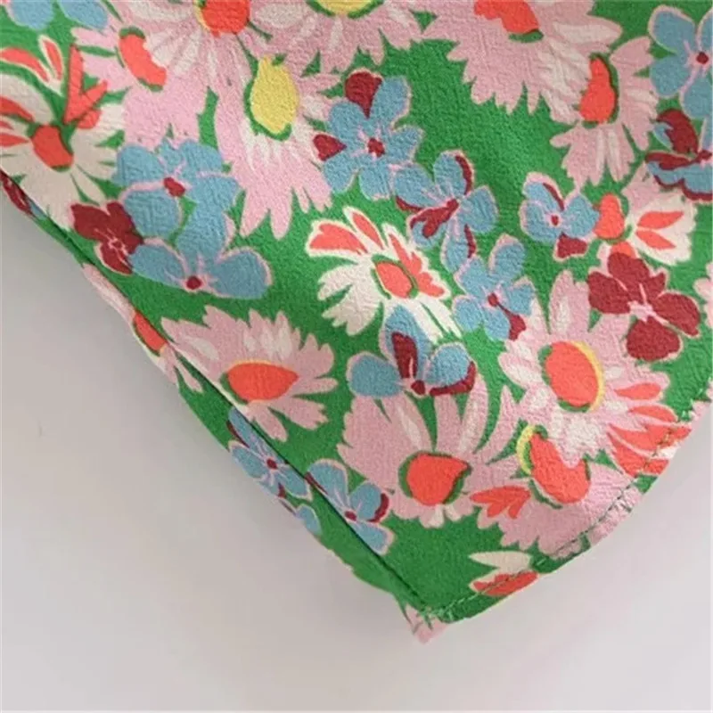 

NWOMN Za Dress 2021 Floral Long Dress Women Green Print Midi Summer Dresses Ladies Long Sleeve Backless Vintage Sundress Robe