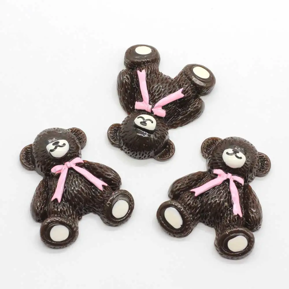 

20/50 шт. Мультяшные животные из смолы Симпатичные плоские черные медвежьи Кабошоны Подвески для волос Лук центральный телефон