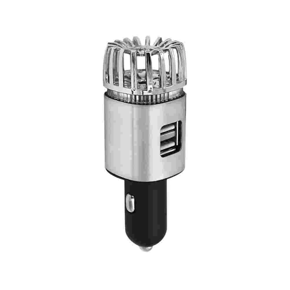

2 In 1 Car Dual USB Fresh Air Ionic Purifier Oxygen Bar Ozone Ionizer Cleaner Freshener (Silver)