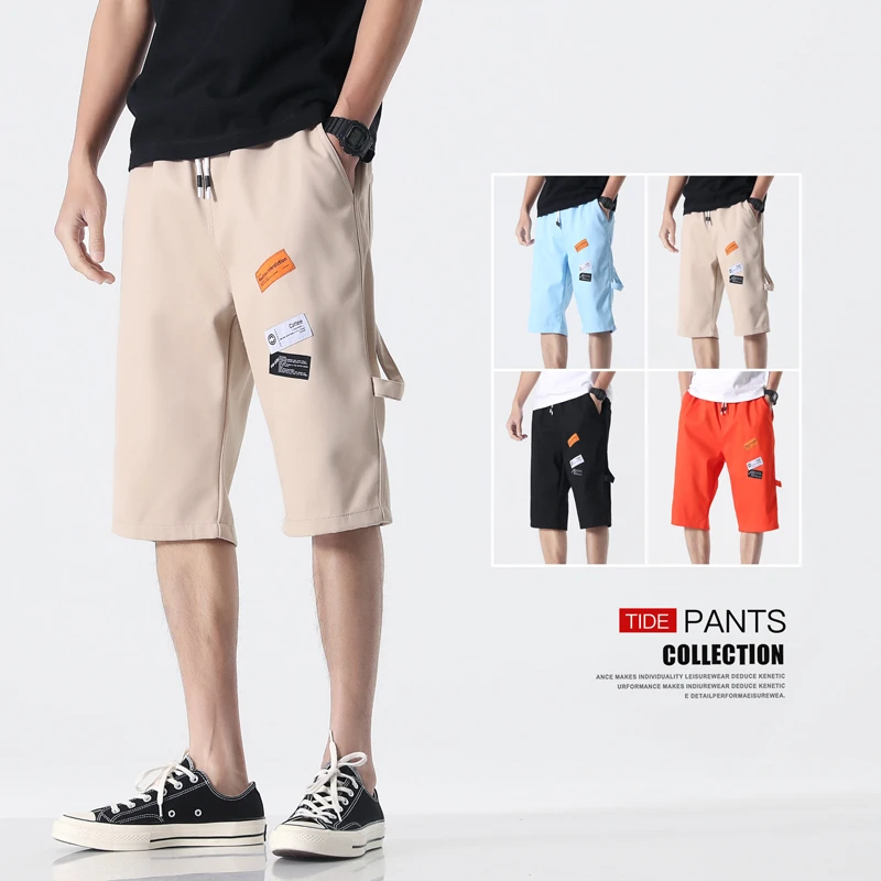 Мужские хлопковые шорты с принтом повседневные свободные пляжные до колен