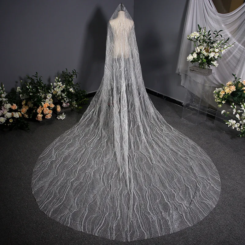 Korean Wedding Dress Pure White Long Luxury Large Veil Headdress Fairy Trailing Bridal