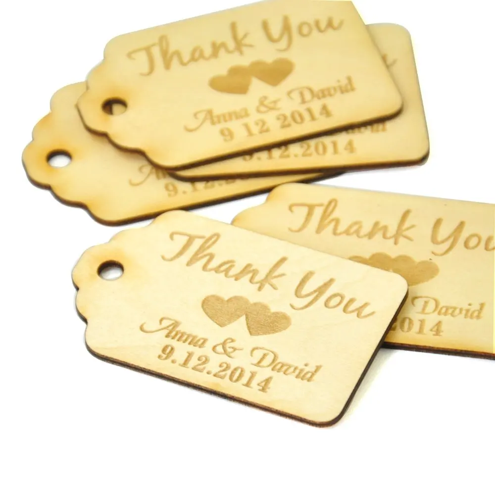 Персонализированные свадебные этикетки с благодарностью деревянные Этикетки