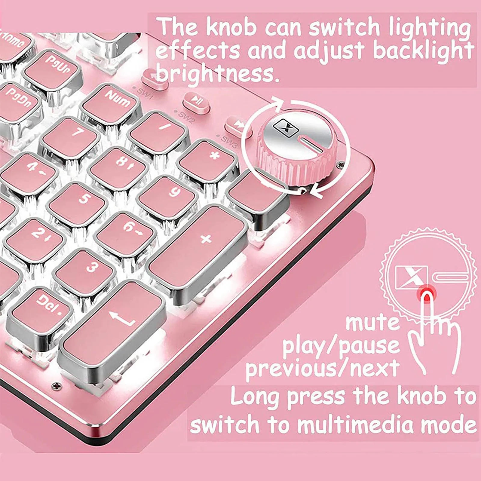 

Gaming Keyboard Retro Punk Typewriter-Style White Backlight USB Wired