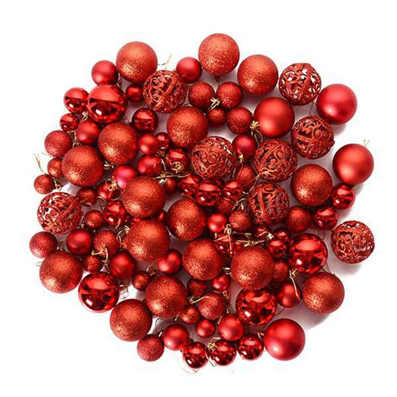 

200 Pcs Christmas Ball Box Set Christmas Tree Ornament Decorations Christmas Decorations, 100 Pcs White & 100Pcs Red