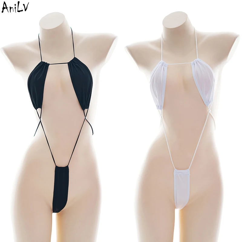 

AniLV Women Sexy Halter Backless Bodysuit Swimsuit Costume Anime Girl Cross Strap one-piece Swimwear Uniform Pool Party Cosplay