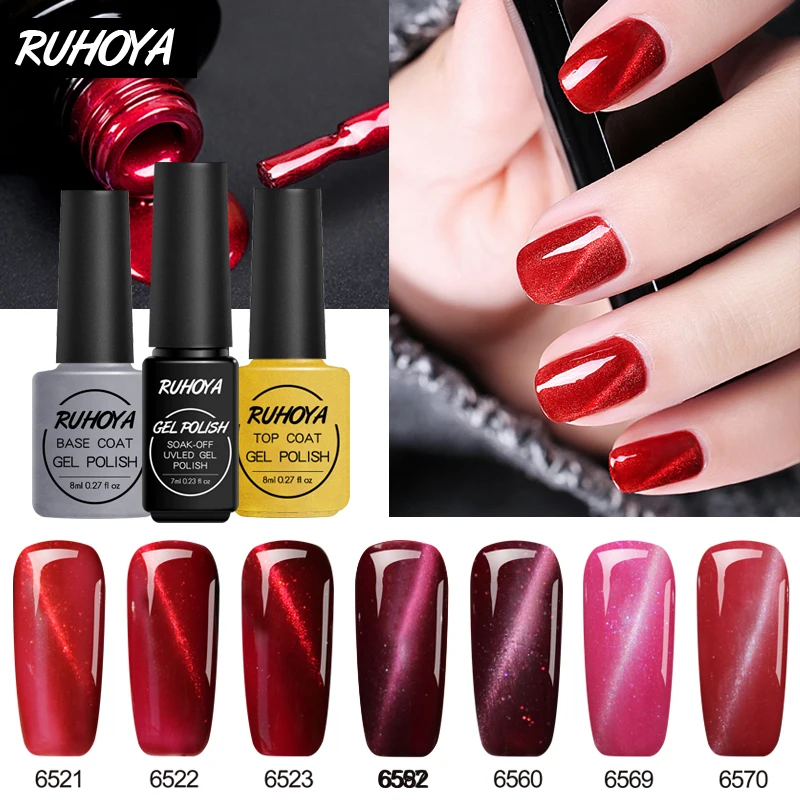 Ruhoya Маникюр Декоративный Лак для ногтей эффект блеск Магнитный кошачий глаз Гель