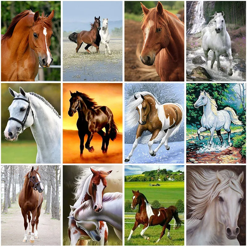 

DIY Animal 5D Diamond Painting Full Square Drill Horse Diamond Embroidery Cross Stitch Kits Mosaic Wall Art Home Decor