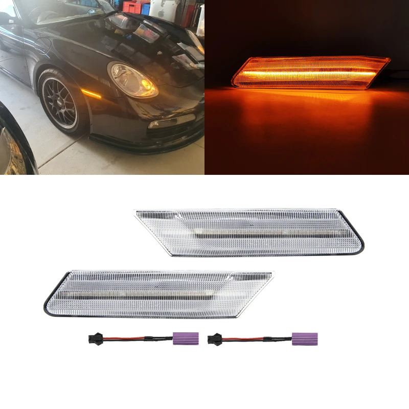 Для Porsche 911 997 Carrera 4S 4 GT Turbo Boxster 987 Cayman Clear Canbus без ошибок янтарные передние