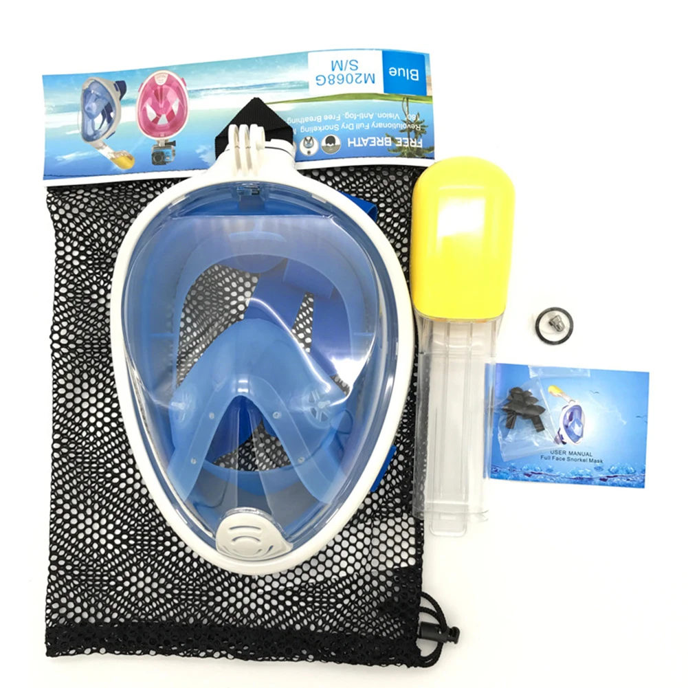Маска для дайвинга с трубкой взрослых и детей полным лицом анти туман подводное