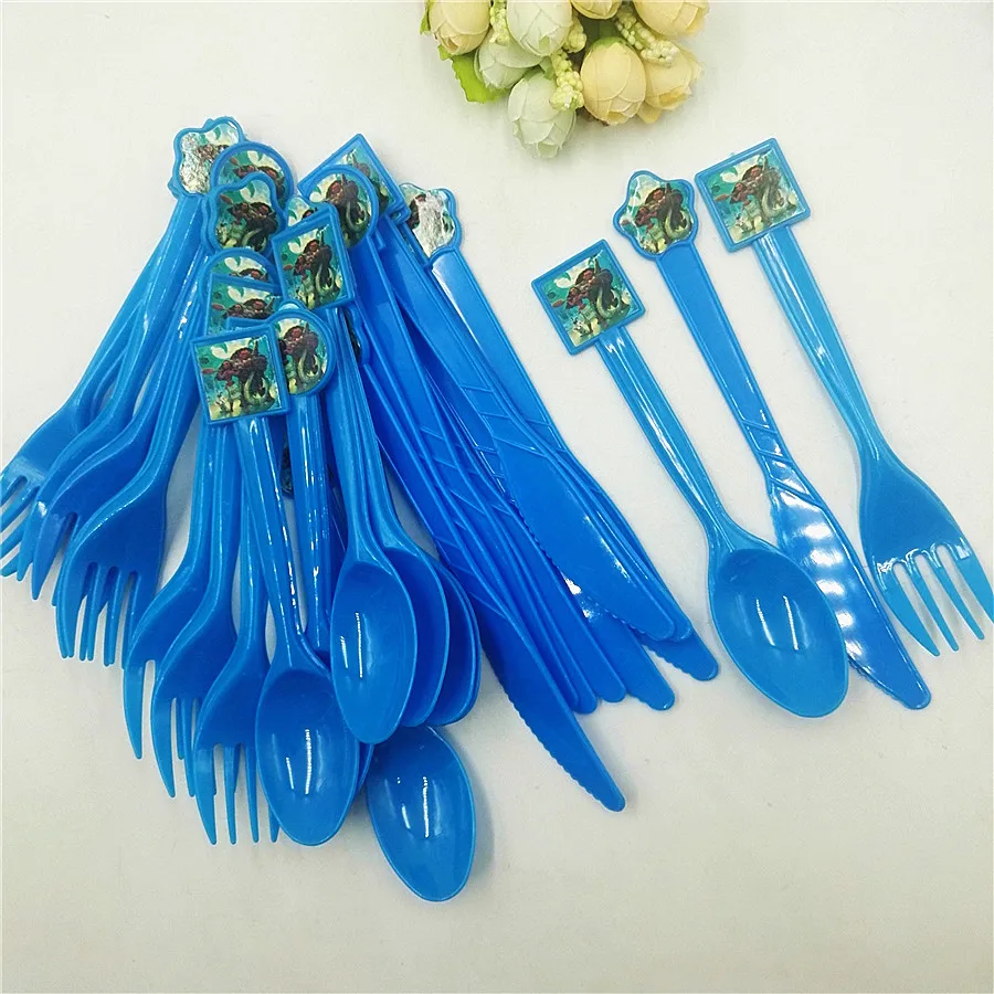 

30pcs Moana Party Supplies Kids Disposable Plastic Knife Fork Spoon Children's Birthday Favors Holiday Moana Party Decoration