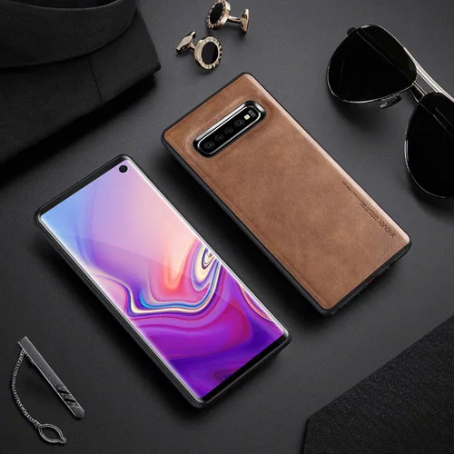 brown phone case Для samsung Galaxy S10 Plus/S10e чехол X-Level Ретро кожа мягкий силиконовый край задняя крышка для Galaxy S9 plus note 10+ чехол Capa - Цвет: brown phone case