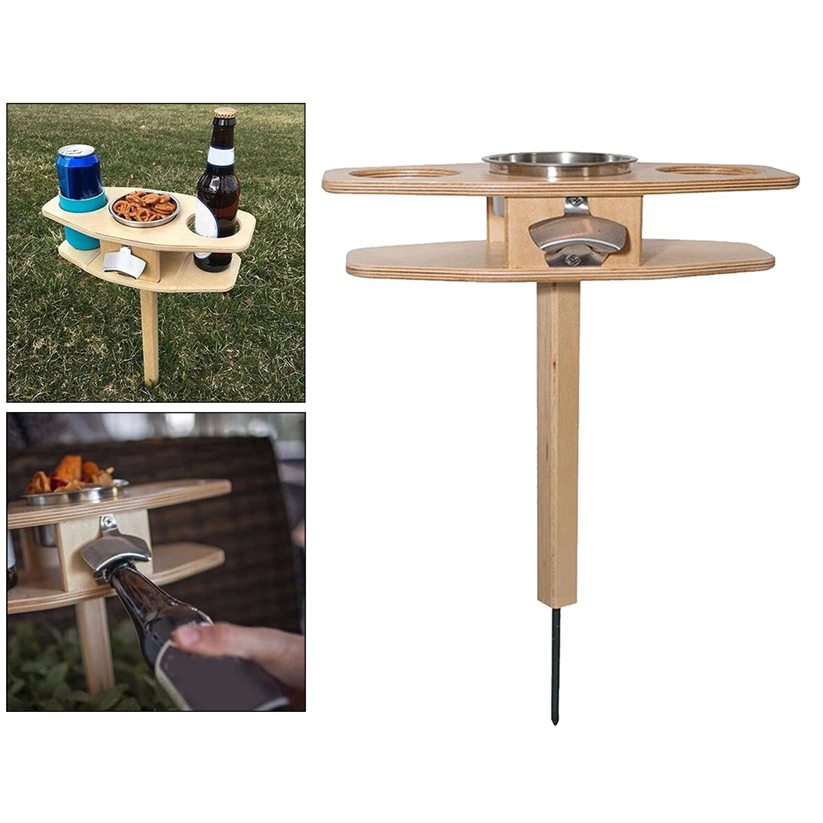 

Detachable Outdoor Wine Table Rack Wine Glass Rack with Bottle Opener & Tray