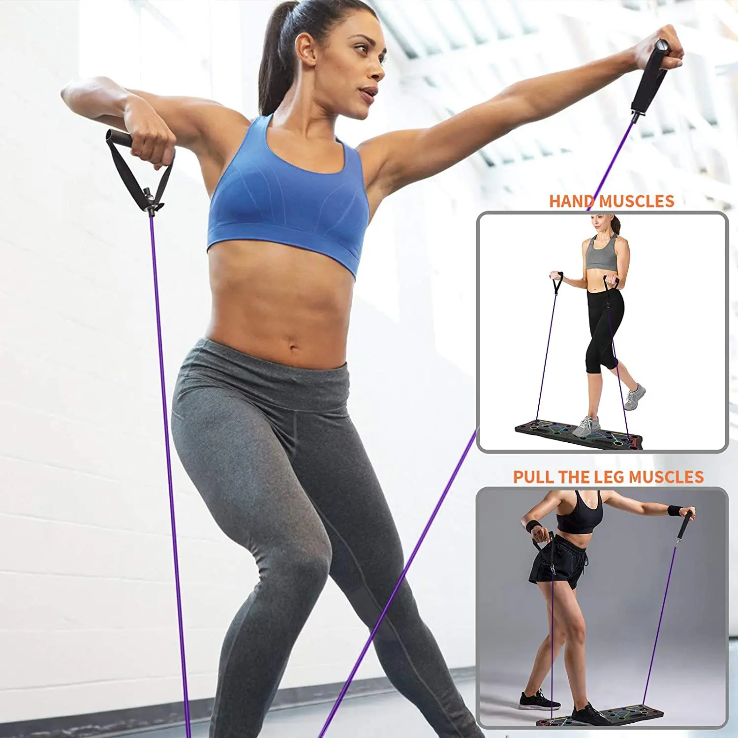 

9 in 1 Press Up Board with Resistance Bands, Home Gym Equipment Multifunctional Foldable & Portable Muscle Rack Board