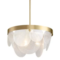 nordic luxury golden plated round metal pipe erectred pendant light with round bubble glass flake shade e14 led droplight