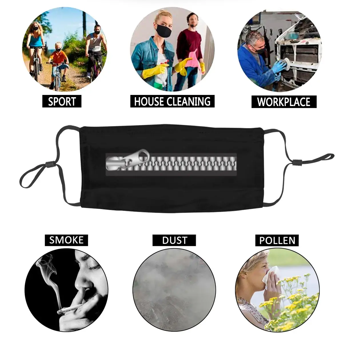 

Funny Smile Zipper Reusable Mouth Face Mask Humor Social Distancing Anti Haze Dust Mask Protection Mask Respirator Mouth Muffle