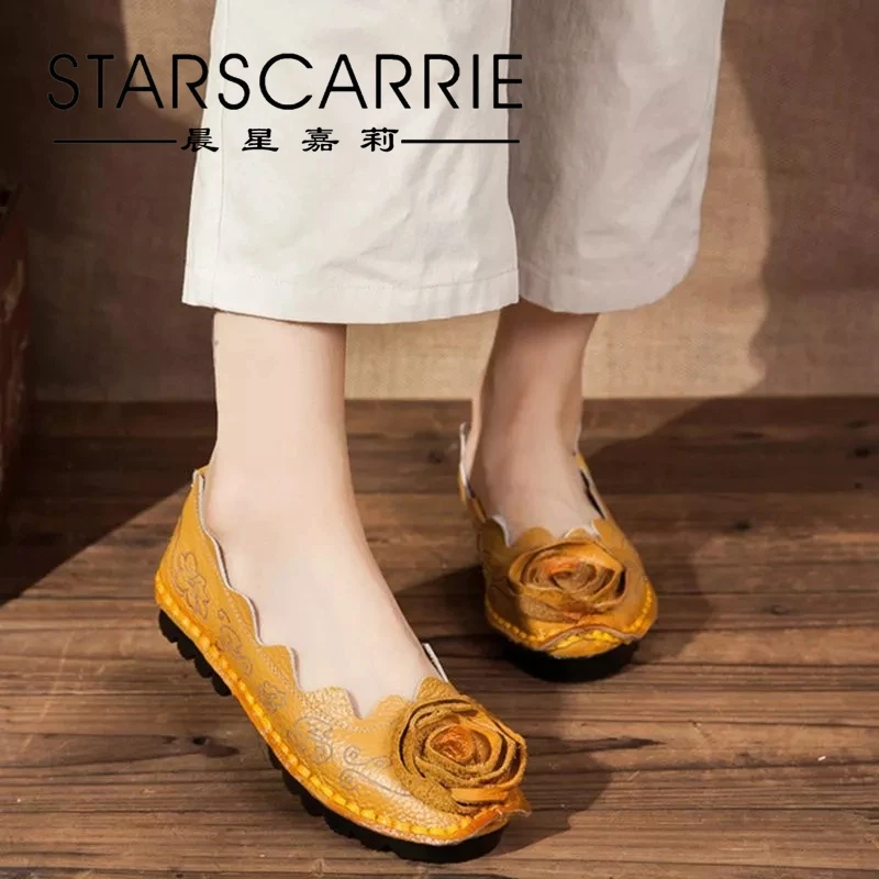 Оригинальные туфли ручной работы в стиле ретро однотонные из воловьей кожи с