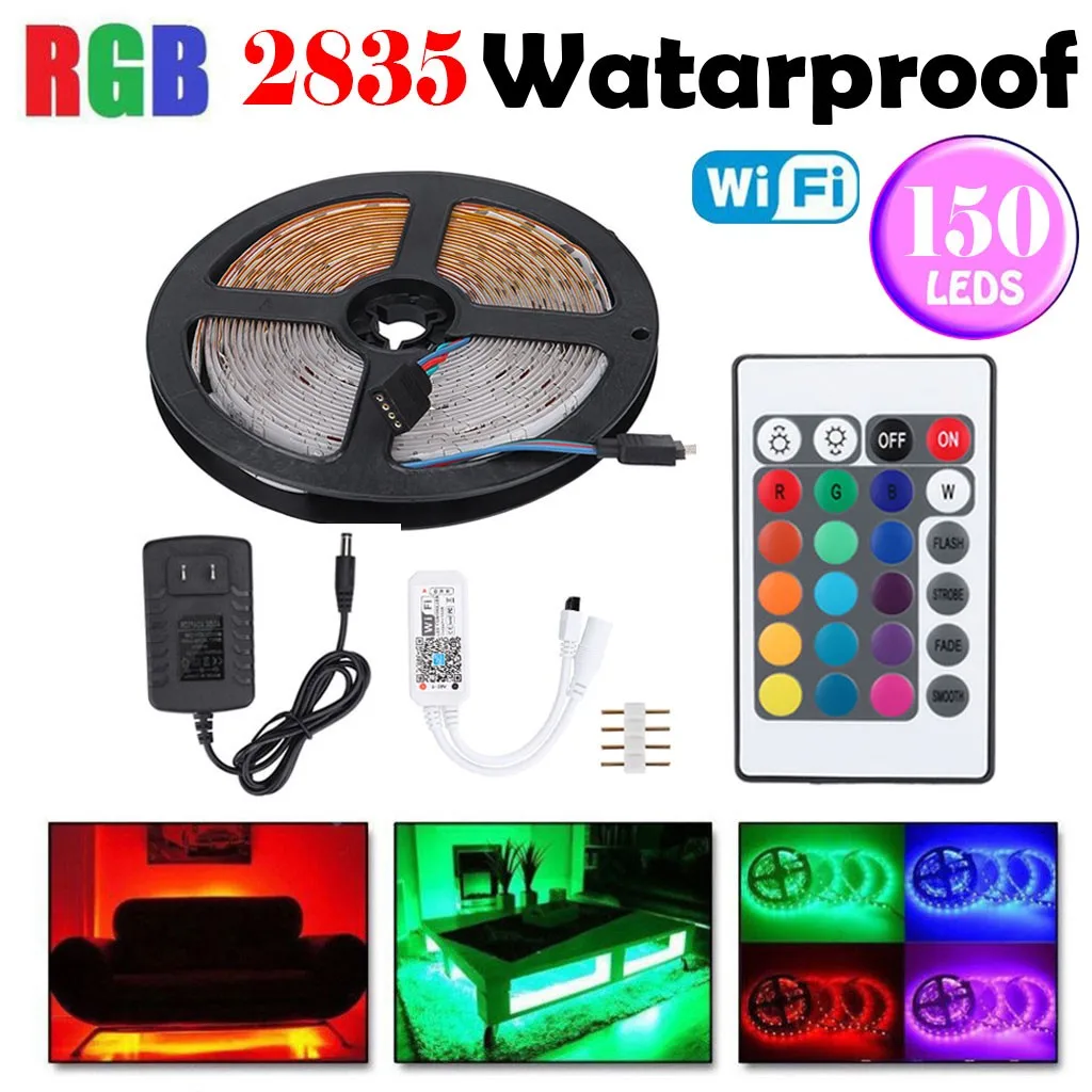 Wifi RGB СВЕТОДИОДНАЯ лента SMD 2835 DC12V гибкая светодиодная + драйвер wifi