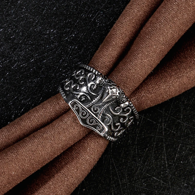 Классическое Винтажное кольцо из нержавеющей стали в скандинавском стиле