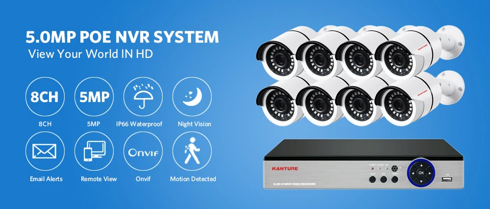 KANTURE H.265+ 8CH 5MP POE NVR система аудио запись 5MP Водонепроницаемая камера безопасности для улицы POE ip-камера система видеонаблюдения