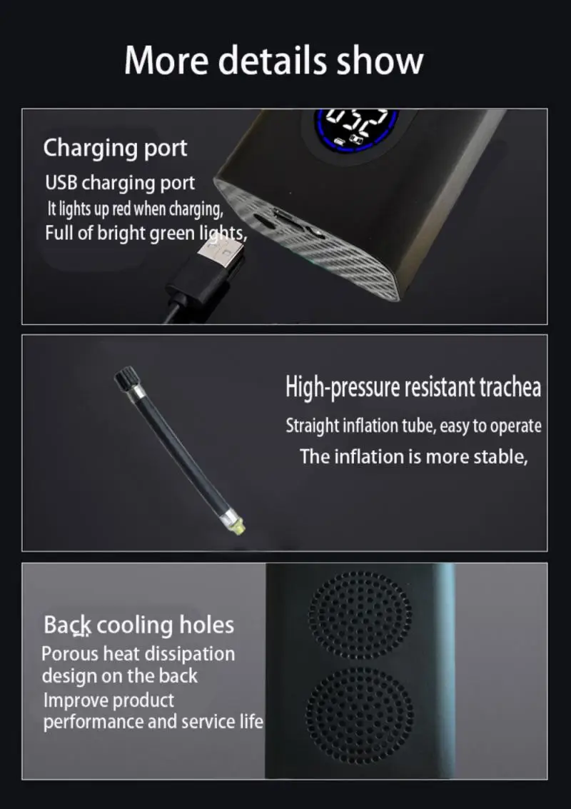 

Motorcycle Car Inflatable Pump Portable Air Pump Wireless Air Electric Tire Inflator Pump Car Safety Motorcycle Accessories