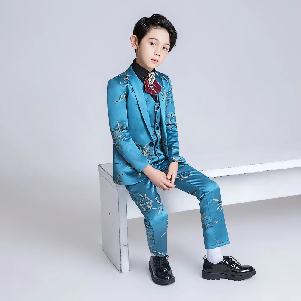 YuanLu/2019 Детский Костюм Принца синего цвета для мальчиков детский Блейзер пиджак