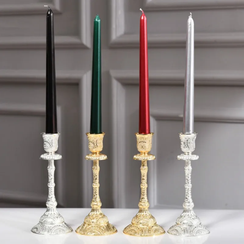 

Golden Wedding Candle Holder European Vintage Dinner Pillar Candle Holders Romantic Candelabros Home Table Decoration MM50ZT
